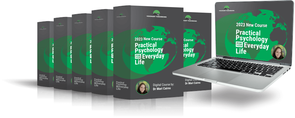 Image of the practical psychology and your everyday life course with course boxes and a laptop next to it